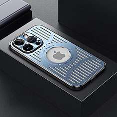 Funda Lujo Marco de Aluminio y Silicona Carcasa Bumper con Mag-Safe Magnetic TX1 para Apple iPhone 14 Pro Max Azul