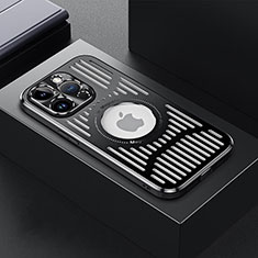 Funda Lujo Marco de Aluminio y Silicona Carcasa Bumper con Mag-Safe Magnetic TX1 para Apple iPhone 14 Pro Negro