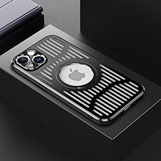 Funda Lujo Marco de Aluminio y Silicona Carcasa Bumper con Mag-Safe Magnetic TX1 para Apple iPhone 15 Plus Negro