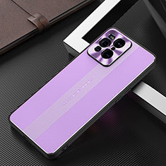 Funda Lujo Marco de Aluminio y Silicona Carcasa Bumper J01 para Oppo Find X3 5G Morado