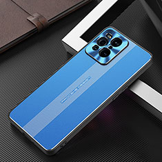 Funda Lujo Marco de Aluminio y Silicona Carcasa Bumper J01 para Oppo Find X3 Pro 5G Azul
