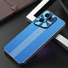 Funda Lujo Marco de Aluminio y Silicona Carcasa Bumper J01 para Oppo Find X5 Pro 5G Azul