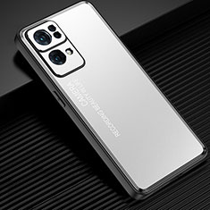 Funda Lujo Marco de Aluminio y Silicona Carcasa Bumper J02 para Oppo Reno7 Pro 5G Plata