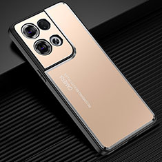 Funda Lujo Marco de Aluminio y Silicona Carcasa Bumper J02 para Oppo Reno9 5G Oro