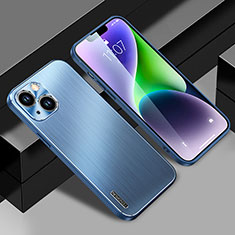 Funda Lujo Marco de Aluminio y Silicona Carcasa Bumper JL1 para Apple iPhone 13 Azul