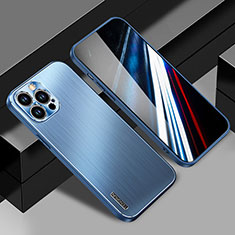 Funda Lujo Marco de Aluminio y Silicona Carcasa Bumper JL1 para Apple iPhone 13 Pro Max Azul