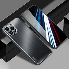 Funda Lujo Marco de Aluminio y Silicona Carcasa Bumper JL1 para Apple iPhone 13 Pro Max Negro