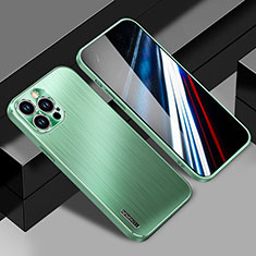 Funda Lujo Marco de Aluminio y Silicona Carcasa Bumper JL1 para Apple iPhone 13 Pro Max Verde