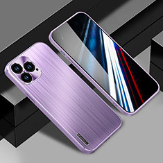 Funda Lujo Marco de Aluminio y Silicona Carcasa Bumper JL1 para Apple iPhone 13 Pro Morado