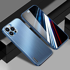 Funda Lujo Marco de Aluminio y Silicona Carcasa Bumper JL1 para Apple iPhone 15 Pro Azul