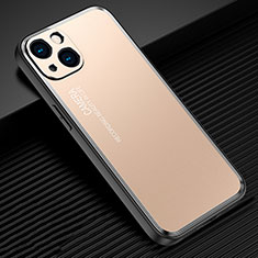 Funda Lujo Marco de Aluminio y Silicona Carcasa Bumper JL2 para Apple iPhone 13 Oro