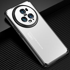 Funda Lujo Marco de Aluminio y Silicona Carcasa Bumper JL2 para Huawei Honor Magic5 Pro 5G Plata