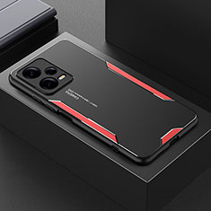 Funda Lujo Marco de Aluminio y Silicona Carcasa Bumper JL2 para Xiaomi Redmi Note 12 Explorer Rojo