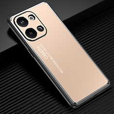 Funda Lujo Marco de Aluminio y Silicona Carcasa Bumper JL2 para Xiaomi Redmi Note 13 5G Oro
