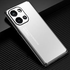 Funda Lujo Marco de Aluminio y Silicona Carcasa Bumper JL2 para Xiaomi Redmi Note 13 5G Plata