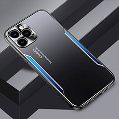 Funda Lujo Marco de Aluminio y Silicona Carcasa Bumper JL3 para Apple iPhone 13 Pro Azul