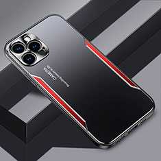 Funda Lujo Marco de Aluminio y Silicona Carcasa Bumper JL3 para Apple iPhone 13 Pro Max Rojo