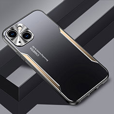Funda Lujo Marco de Aluminio y Silicona Carcasa Bumper JL3 para Apple iPhone 14 Plus Oro