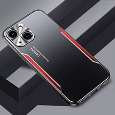 Funda Lujo Marco de Aluminio y Silicona Carcasa Bumper JL3 para Apple iPhone 14 Plus Rojo