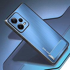 Funda Lujo Marco de Aluminio y Silicona Carcasa Bumper JS2 para Xiaomi Redmi Note 12 5G Azul