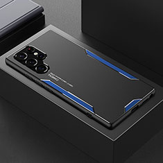 Funda Lujo Marco de Aluminio y Silicona Carcasa Bumper M01 para Samsung Galaxy S24 Ultra 5G Azul