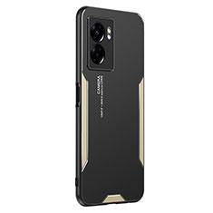 Funda Lujo Marco de Aluminio y Silicona Carcasa Bumper para Oppo A77 5G Oro