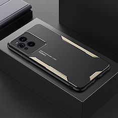 Funda Lujo Marco de Aluminio y Silicona Carcasa Bumper para Oppo Find X3 5G Oro