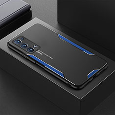 Funda Lujo Marco de Aluminio y Silicona Carcasa Bumper para Oppo Reno6 Pro+ Plus 5G Azul