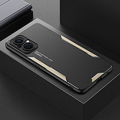 Funda Lujo Marco de Aluminio y Silicona Carcasa Bumper para Oppo Reno7 Lite 5G Oro