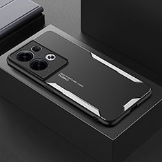 Funda Lujo Marco de Aluminio y Silicona Carcasa Bumper para Oppo Reno8 Pro 5G Plata