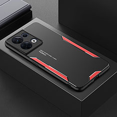 Funda Lujo Marco de Aluminio y Silicona Carcasa Bumper para Oppo Reno9 5G Rojo