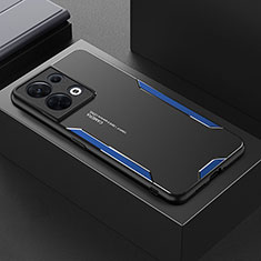 Funda Lujo Marco de Aluminio y Silicona Carcasa Bumper para Oppo Reno9 Pro 5G Azul