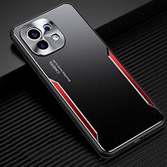 Funda Lujo Marco de Aluminio y Silicona Carcasa Bumper para Xiaomi Mi 11 Lite 4G Rojo