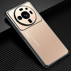 Funda Lujo Marco de Aluminio y Silicona Carcasa Bumper para Xiaomi Mi 12S Ultra 5G Oro