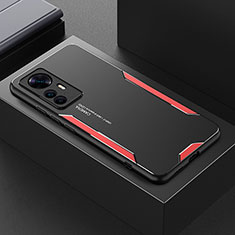 Funda Lujo Marco de Aluminio y Silicona Carcasa Bumper para Xiaomi Mi 12T 5G Rojo