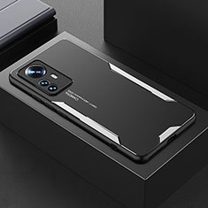 Funda Lujo Marco de Aluminio y Silicona Carcasa Bumper para Xiaomi Mi 12X 5G Plata