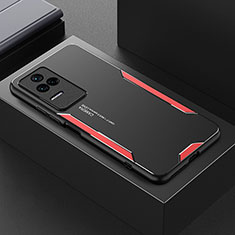 Funda Lujo Marco de Aluminio y Silicona Carcasa Bumper para Xiaomi Poco F4 5G Rojo
