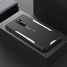 Funda Lujo Marco de Aluminio y Silicona Carcasa Bumper para Xiaomi Redmi 9 Prime India Plata