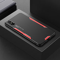 Funda Lujo Marco de Aluminio y Silicona Carcasa Bumper para Xiaomi Redmi 9A Rojo