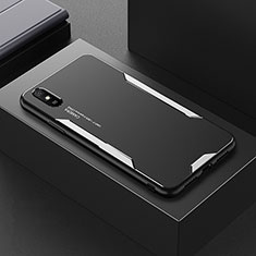 Funda Lujo Marco de Aluminio y Silicona Carcasa Bumper para Xiaomi Redmi 9AT Plata