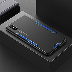 Funda Lujo Marco de Aluminio y Silicona Carcasa Bumper para Xiaomi Redmi 9i Azul