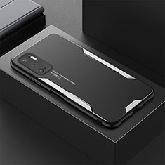 Funda Lujo Marco de Aluminio y Silicona Carcasa Bumper para Xiaomi Redmi Note 10 5G Plata