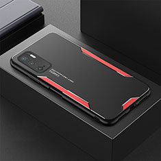 Funda Lujo Marco de Aluminio y Silicona Carcasa Bumper para Xiaomi Redmi Note 10 5G Rojo