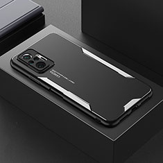 Funda Lujo Marco de Aluminio y Silicona Carcasa Bumper para Xiaomi Redmi Note 10 Pro 4G Plata