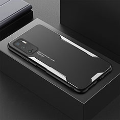 Funda Lujo Marco de Aluminio y Silicona Carcasa Bumper para Xiaomi Redmi Note 10T 5G Plata