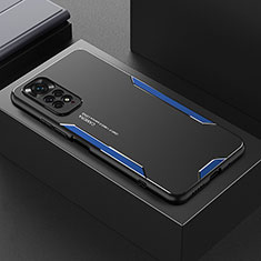 Funda Lujo Marco de Aluminio y Silicona Carcasa Bumper para Xiaomi Redmi Note 11 4G (2022) Azul
