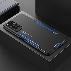 Funda Lujo Marco de Aluminio y Silicona Carcasa Bumper para Xiaomi Redmi Note 11 Pro 4G Azul