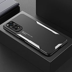 Funda Lujo Marco de Aluminio y Silicona Carcasa Bumper para Xiaomi Redmi Note 11 Pro 4G Plata