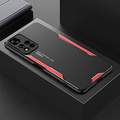 Funda Lujo Marco de Aluminio y Silicona Carcasa Bumper para Xiaomi Redmi Note 11 Pro+ Plus 5G Rojo
