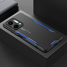 Funda Lujo Marco de Aluminio y Silicona Carcasa Bumper PB1 para Huawei Honor X7a Azul
